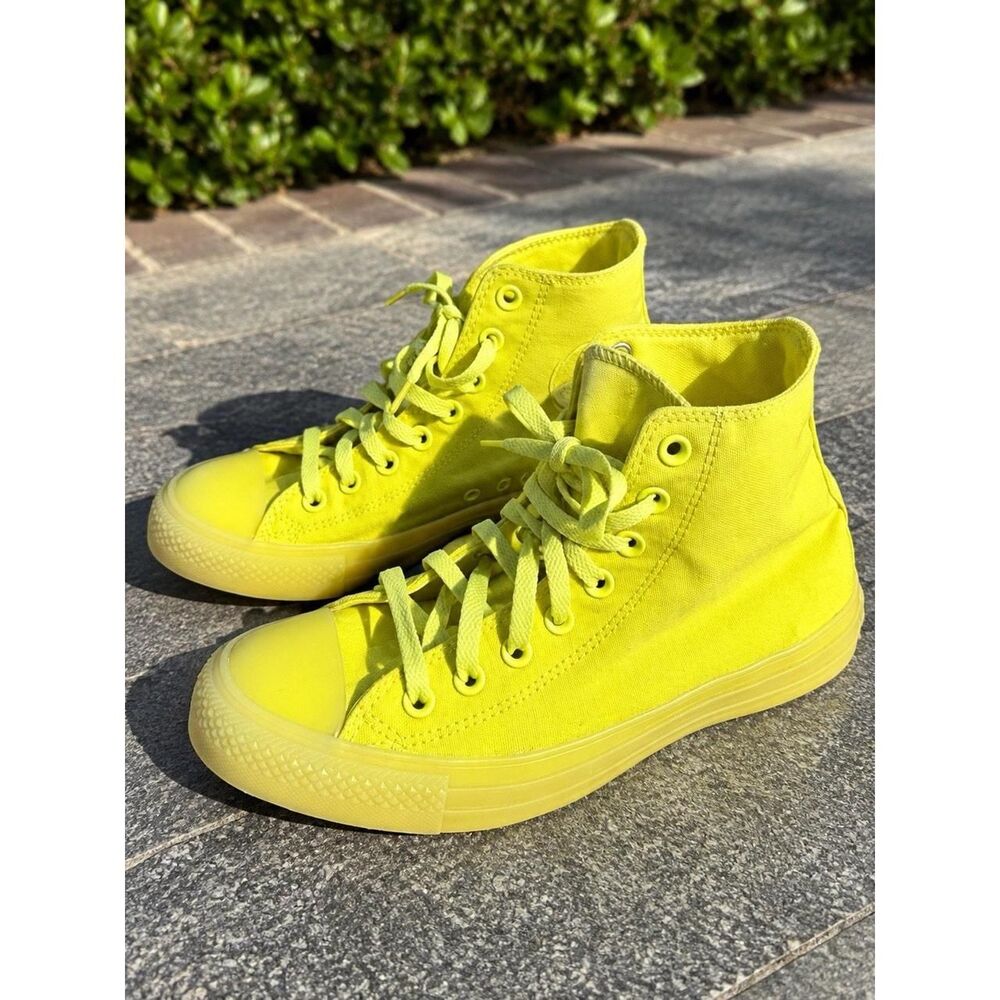 Converse Chuck Taylor All Star High Top Sneakers Neon Yellow Monochrome M 8 W 10
